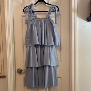 Sofia Italy light blue tiered tie strap dress small
